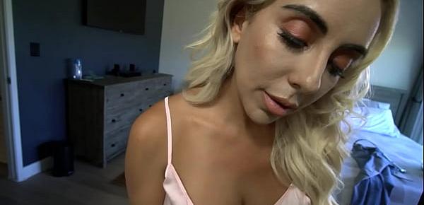  Pretty faced stepmother gives a POV blowjob lesson